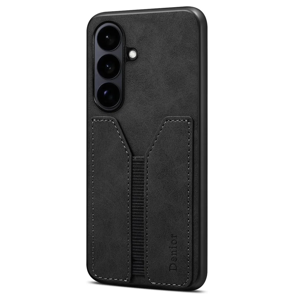 DENIOR For Samsung Galaxy S26+ Case Elastic Card Holder PU Leather + TPU + PC Phone Cover - Black - 2