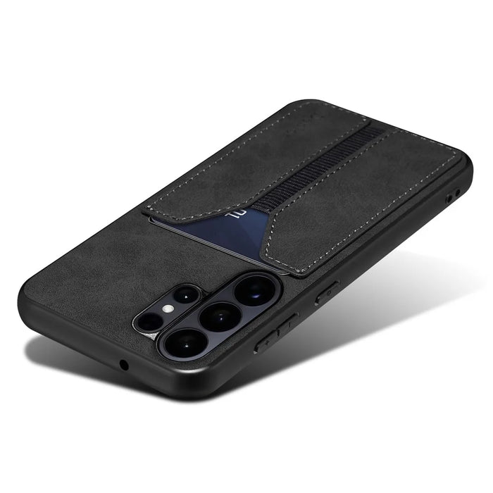 DENIOR For Samsung Galaxy S26 Ultra Case Elastic Card Holder PU Leather + TPU + PC Phone Cover - Black - 4