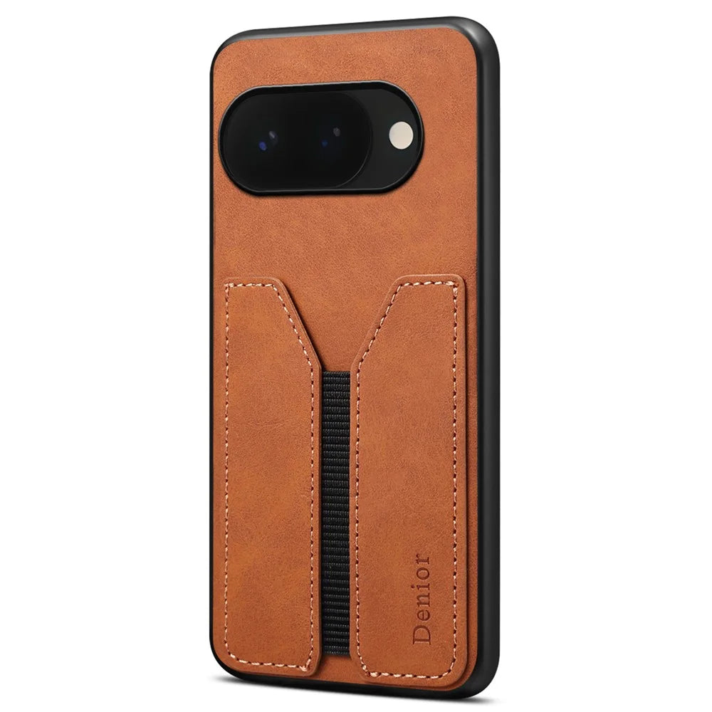 DENIOR For Google Pixel 10a Case Elastic Card Holder PU Leather + TPU + PC Phone Cover - Brown - 1