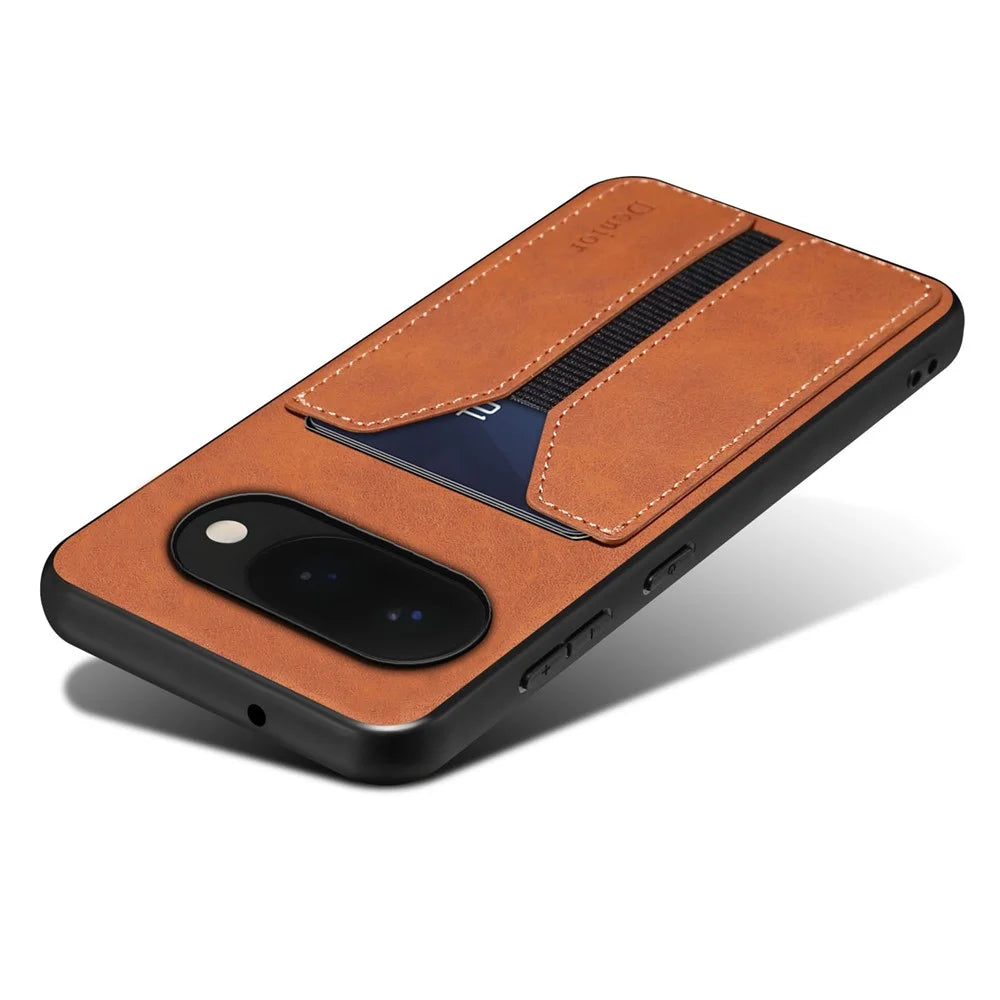 DENIOR For Google Pixel 10a Case Elastic Card Holder PU Leather + TPU + PC Phone Cover - Brown - 3