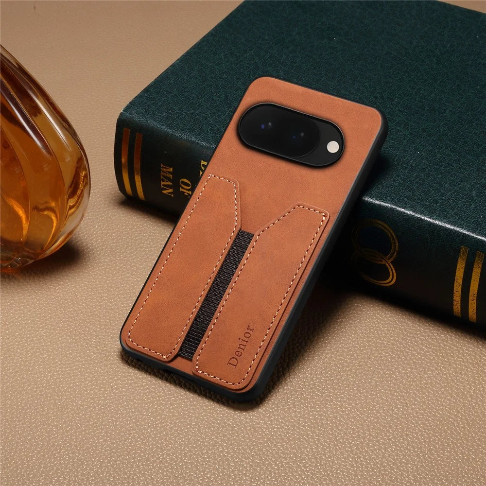 DENIOR For Google Pixel 10a Case Elastic Card Holder PU Leather + TPU + PC Phone Cover - Brown - 4