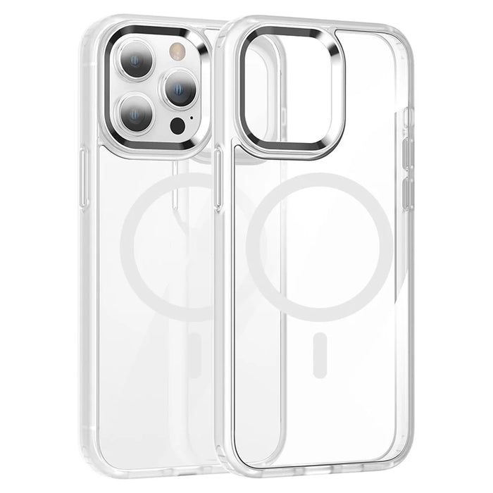 For iPhone 13 Pro Max Magnetic Case TPU + PC Clear Protective Phone Cover Compatible with MagSafe - White - 1