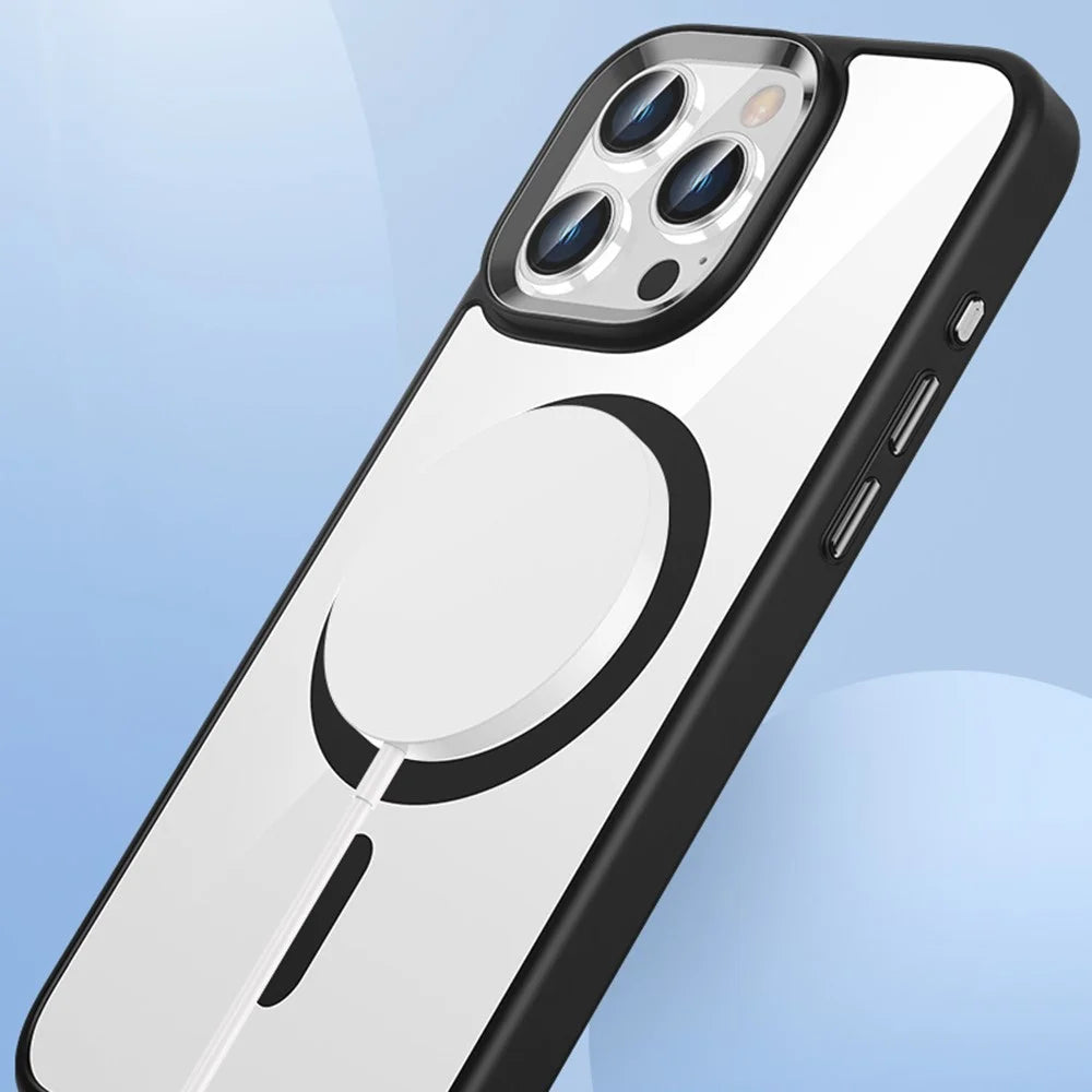 For iPhone 16 Pro Max Magnetic Case TPU + PC Clear Protective Phone Cover Compatible with MagSafe - White - 2