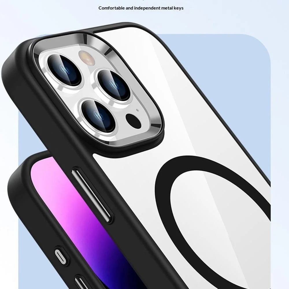 For iPhone 16 Pro Max Magnetic Case TPU + PC Clear Protective Phone Cover Compatible with MagSafe - White - 7
