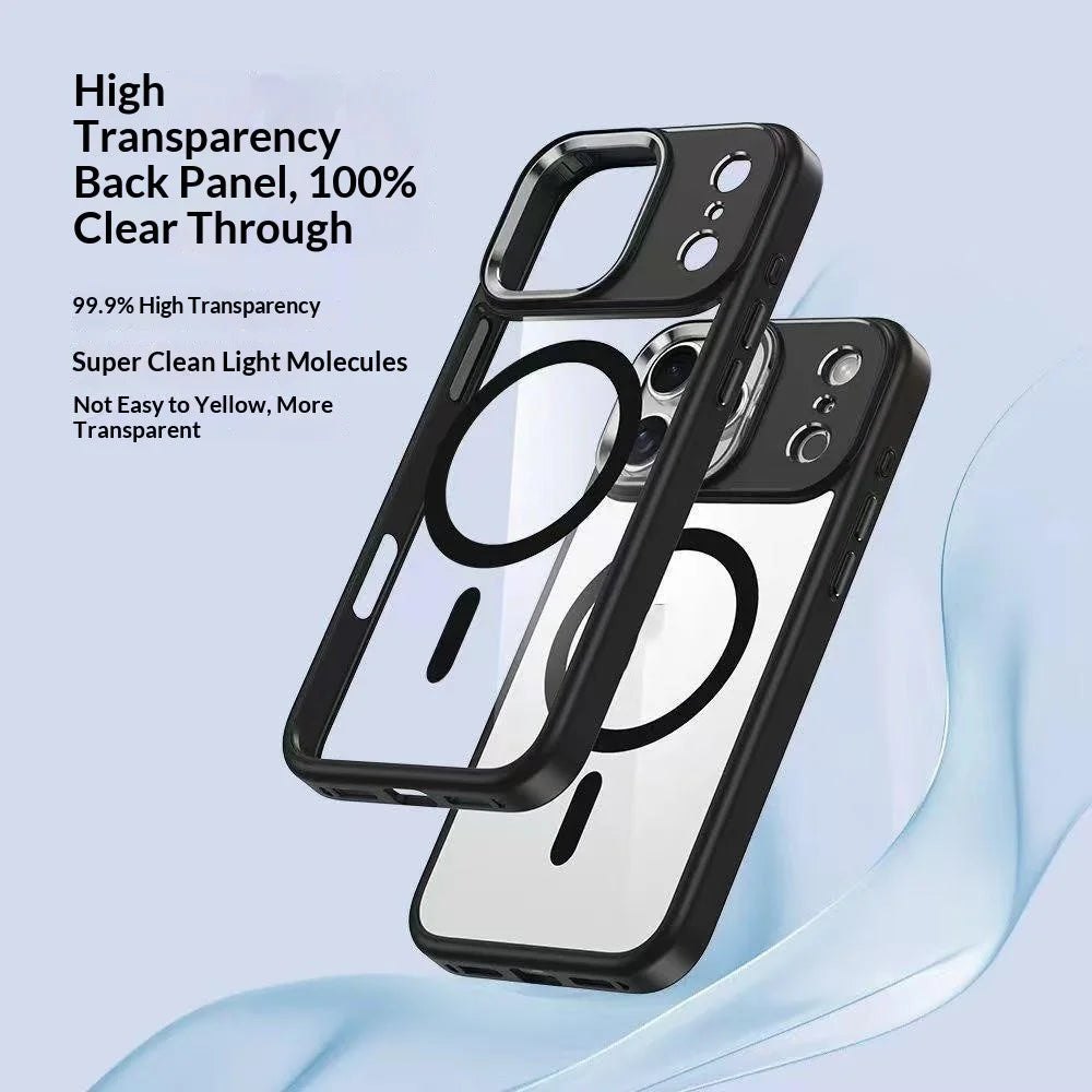 For iPhone 17 Pro Max Magnetic Case TPU + PC Clear Protective Phone Cover Compatible with MagSafe - Black - 3