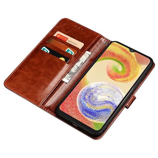 IDEWEI For Samsung Galaxy A04s 4G (164.7mm) Phone Protective Case Crazy Horse Texture Anti-scratch PU Leather Flip Stand Wallet Cover - Brown - 2