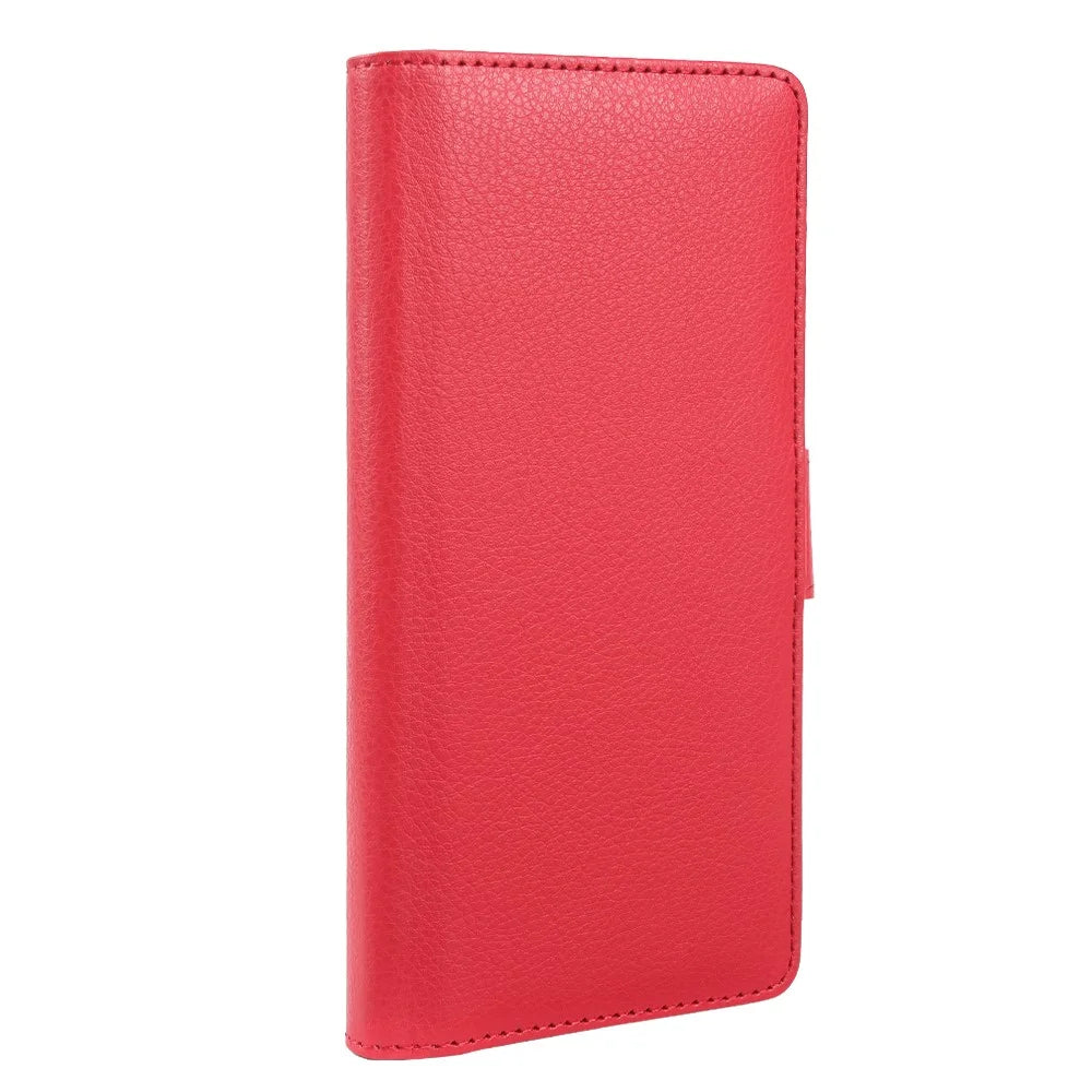 For Samsung Galaxy A08 5G / A08 4G / A07 4G Wallet Case with Dual Magnetic Clasp Litchi Textured Leather Flip Stand Phone Cover - Red - 6
