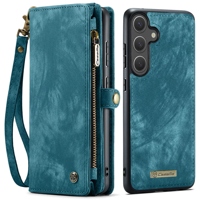 CASEME For Samsung Galaxy S26+ Phone Cases  008 Leather Cover with Detachable Wallet and Strap - Blue - 2