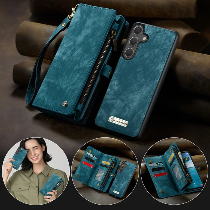CASEME For Samsung Galaxy S26+ Phone Cases  008 Leather Cover with Detachable Wallet and Strap - Blue - 5
