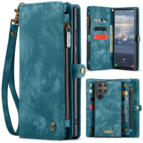 CASEME For Samsung Galaxy S26 Ultra Phone Cases  008 Leather Cover with Detachable Wallet and Strap - Blue - 1