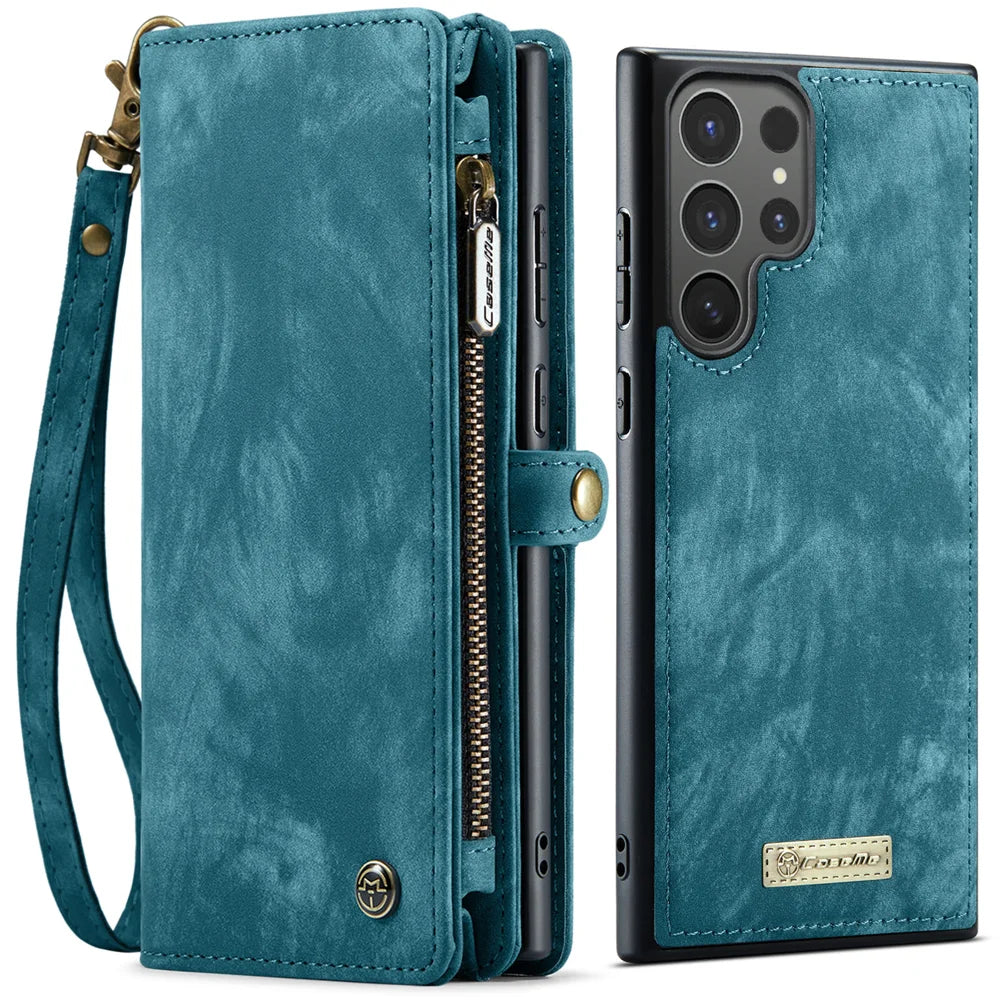 CASEME For Samsung Galaxy S26 Ultra Phone Cases  008 Leather Cover with Detachable Wallet and Strap - Blue - 2