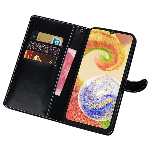 IDEWEI For Samsung Galaxy A04s 4G (164.7mm) Crocodile Texture PU Leather Wallet Phone Case Viewing Stand Magnetic Protective Flip Folio Cover - Black - 2