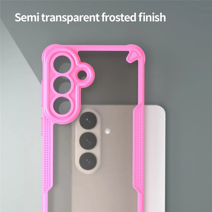 For Samsung Galaxy S26+ Case PC + TPU Semi-Transparent Frosted Finish Protective Phone Cover - Pink - 6