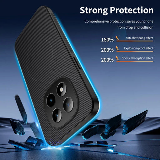 WANLONFENG For Xiaomi Redmi Note 15 Pro 5G (Global) Magnetic Case  TQ1 Series Carbon Fiber Texture PC TPU Phone Cover with 2Pcs Screen Films - Black - 2