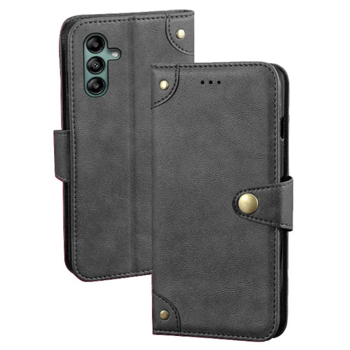 IDEWEI For Samsung Galaxy A04s 4G (164.7mm) Fine Texture TPU+PU Leather Wallet Stand Cell Phone Cover Phone Flip Case - Black - 1