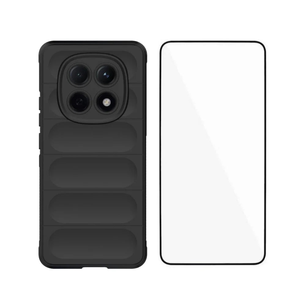 WANLONFENG HD Series For Xiaomi Poco M8 5G / Redmi Note 15 5G (Global) TPU Case Anti Slip Phone Cover with Tempered Glass - Black - 1