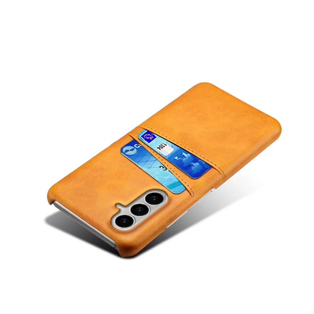 For Samsung Galaxy S26+ Case Dual Card Slots PU Leather + Hard PC Phone Cover - Orange - 4
