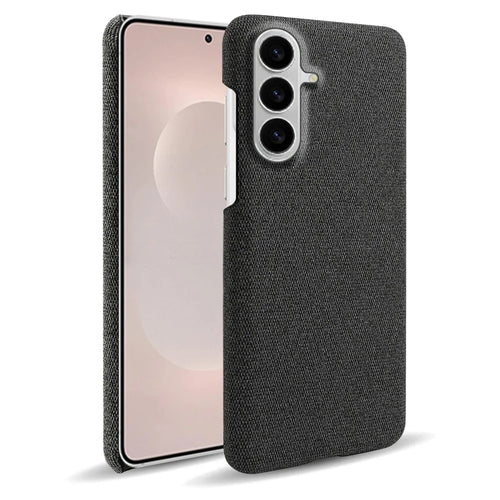 For Samsung Galaxy S26+ Phone Case Cloth Texture Anti-Scratch Protective PC Back Cover - Black - 1