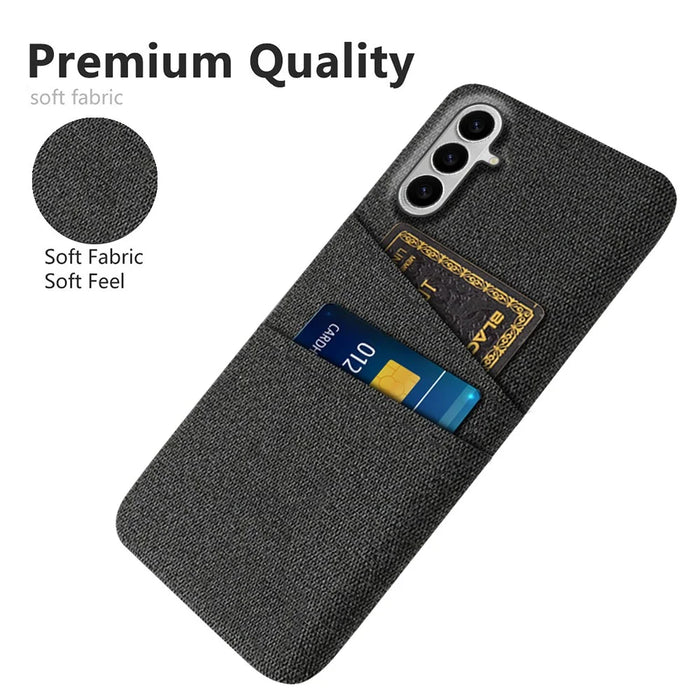 For Samsung Galaxy S26+ Case Cloth + Hard PC Phone Cover with Dual Card Slots - Black - 3