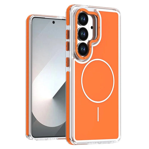 For Samsung Galaxy S25  /  S24 Magnetic Case Dual Color Shockproof TPU PC Phone Cover - Orange - 1