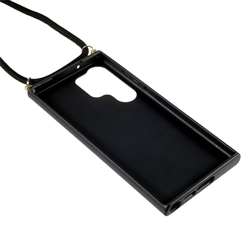 For Samsung Galaxy S26 Ultra Case Biodegradable Wheat Straw + TPU Eco-Friendly Phone Cover with Lanyard - Black - 3