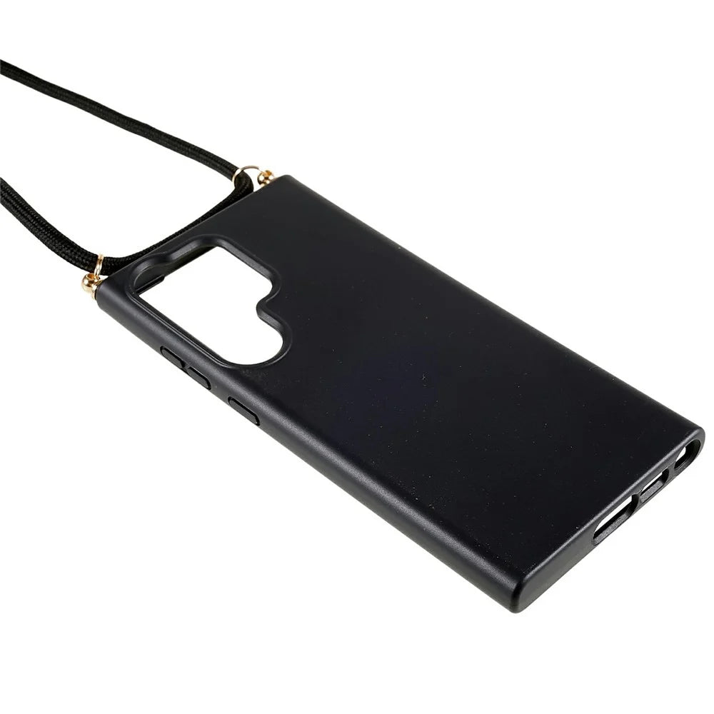 For Samsung Galaxy S26 Ultra Case Biodegradable Wheat Straw + TPU Eco-Friendly Phone Cover with Lanyard - Black - 4