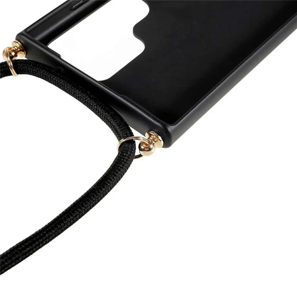 For Samsung Galaxy S26 Ultra Case Biodegradable Wheat Straw + TPU Eco-Friendly Phone Cover with Lanyard - Black - 5