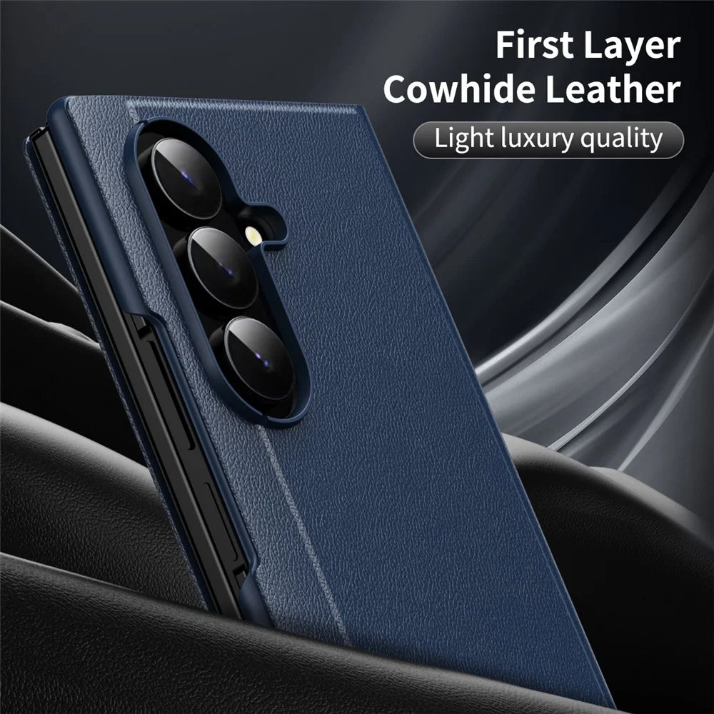 For Samsung Galaxy Z TriFold 5G Case with Card Holder Smart View Window Leather Phone Cover - Sapphire - 2