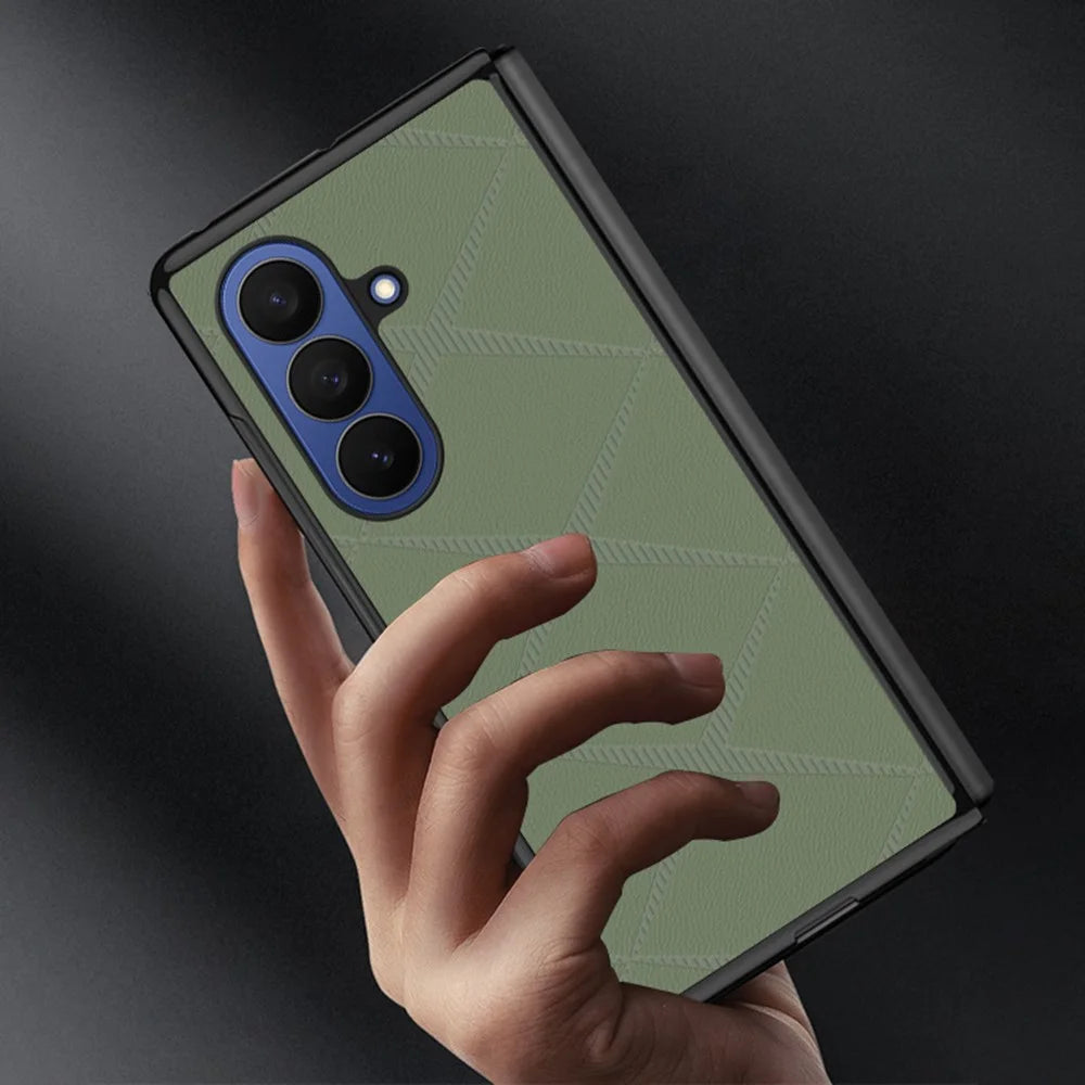 For Samsung Galaxy Z Fold7 5G Case X-Patterned TPU PU Leather PC Anti-Drop Phone Cover - Green - 2