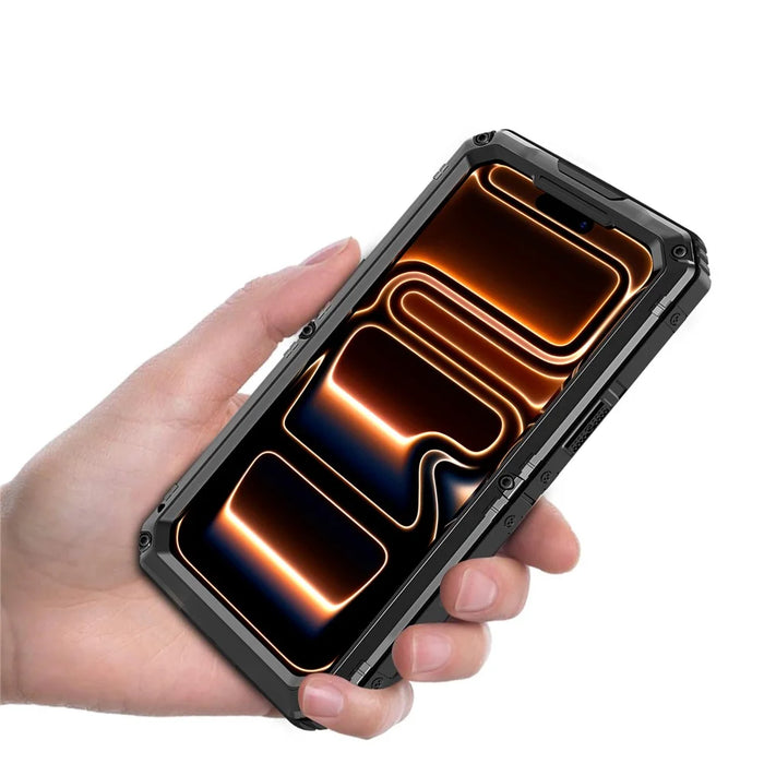 IP68 Waterproof Phone Case for iPhone 17 Pro Max Metal + Silicone Cover with Screen Protector - Black - 3