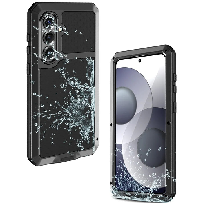 For Samsung Galaxy S26+ Case Silicone + Metal Phone Cover with Tempered Glass Screen Protector - Black - 2