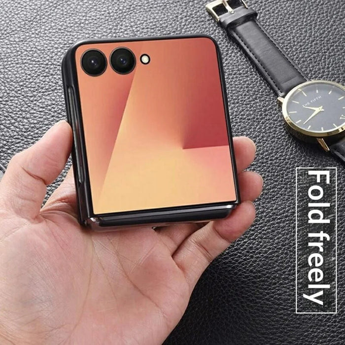 For Samsung Galaxy Z Flip7 5G Case X-Patterned TPU PU Leather PC Anti-Drop Phone Cover - Brown - 4