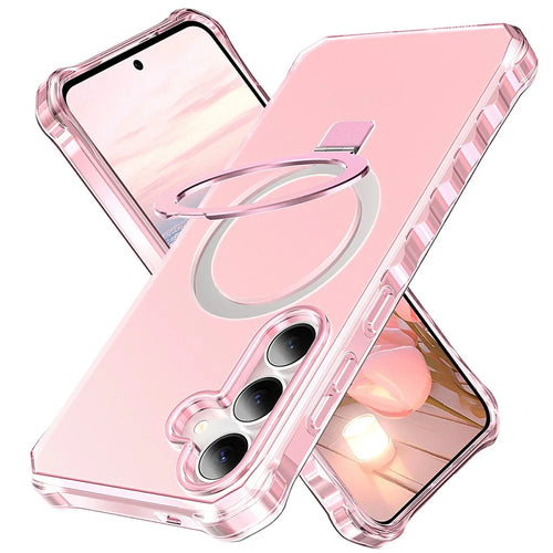 For Samsung Galaxy S26 Magnetic Case Matte Kickstand Hybrid Phone Cover Small Wavy Edge - Pink - 1