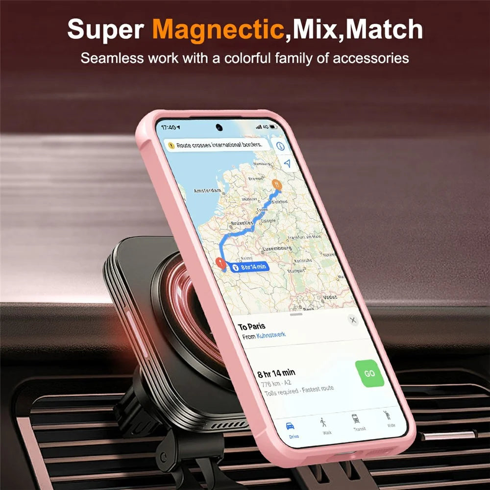 For Samsung Galaxy S26+ Magnetic Case Ring Holder Kickstand TPU + PC Phone Cover - Pink - 5