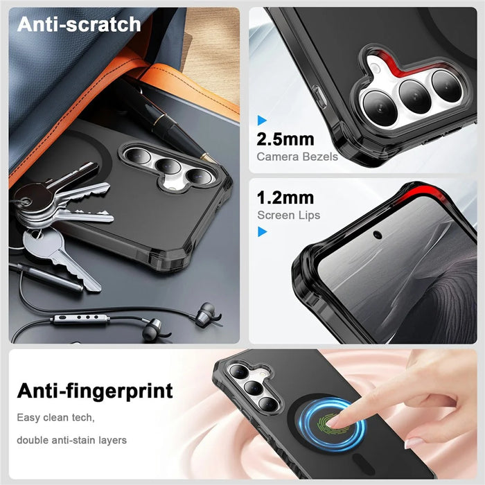 For Samsung Galaxy S26 Magnetic Case Small Wavy Edge PC + TPU Phone Cover - Black - 4