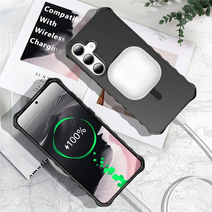 For Samsung Galaxy S26+ Magnetic Case Small Wavy Edge PC + TPU Phone Cover - Black - 2