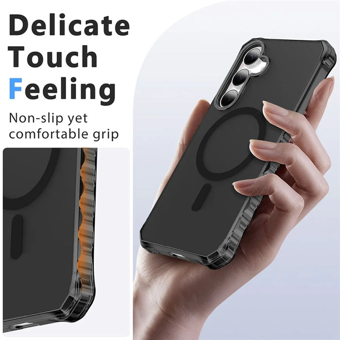 For Samsung Galaxy S26+ Magnetic Case Small Wavy Edge PC + TPU Phone Cover - Black - 5