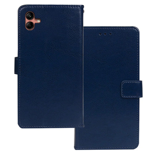 IDEWEI For Samsung Galaxy A04 4G (164.4 x 76.3 x 9.1 mm) PU Leather Flip Case Stand Function Magnetic Closure Wallet Crazy Horse Texture Phone Cover - Blue - 1