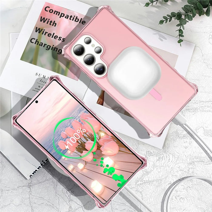 For Samsung Galaxy S26 Ultra Magnetic Case Small Wavy Edge PC + TPU Phone Cover - Pink - 2