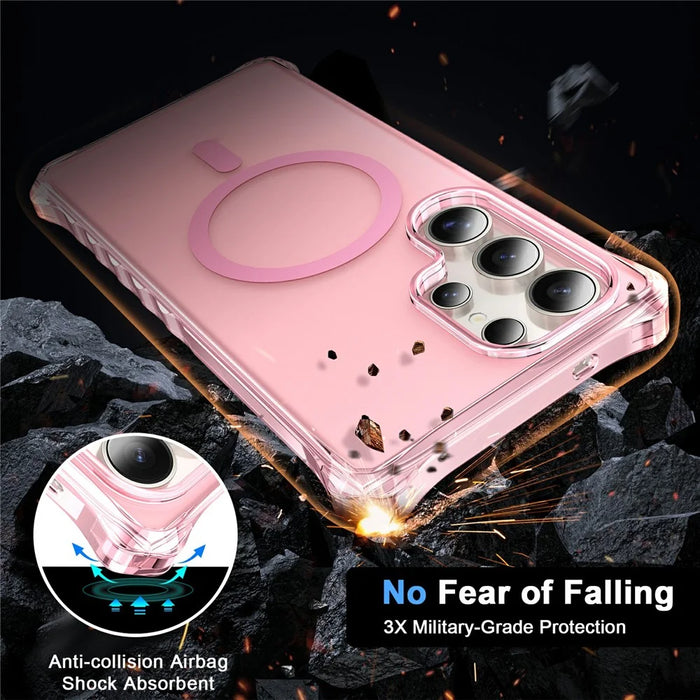 For Samsung Galaxy S26 Ultra Magnetic Case Small Wavy Edge PC + TPU Phone Cover - Pink - 3