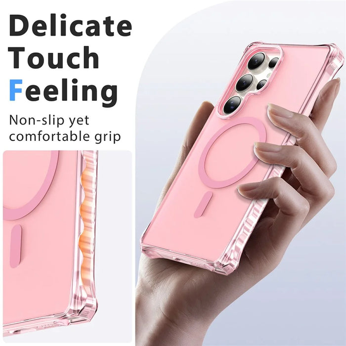 For Samsung Galaxy S26 Ultra Magnetic Case Small Wavy Edge PC + TPU Phone Cover - Pink - 5