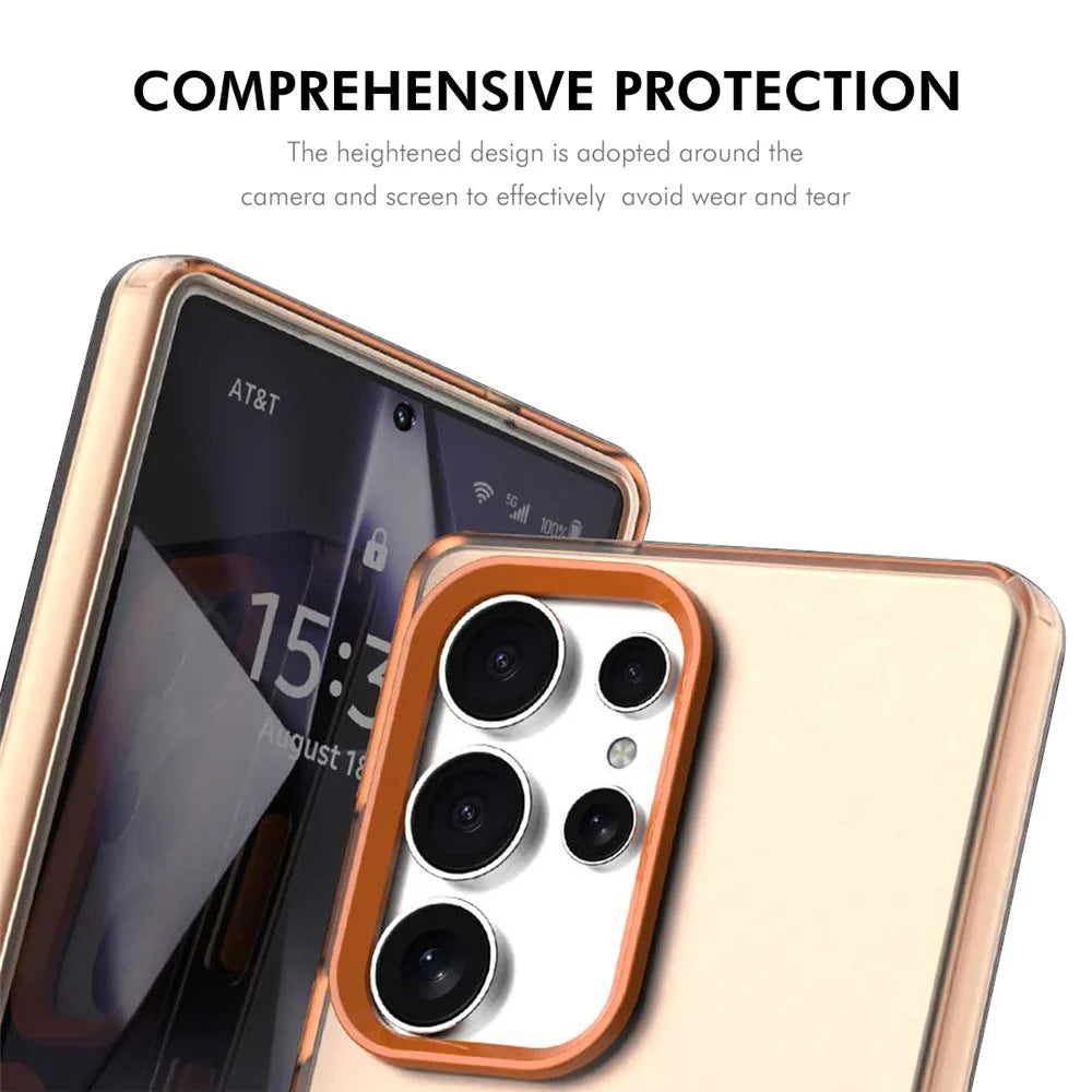 ENKAY HAT PRINCE For Samsung Galaxy S24 Ultra Case with 0.18mm High Aluminium-silicon Glass Film PC TPU Magnetic Back Cover - Orange - 4