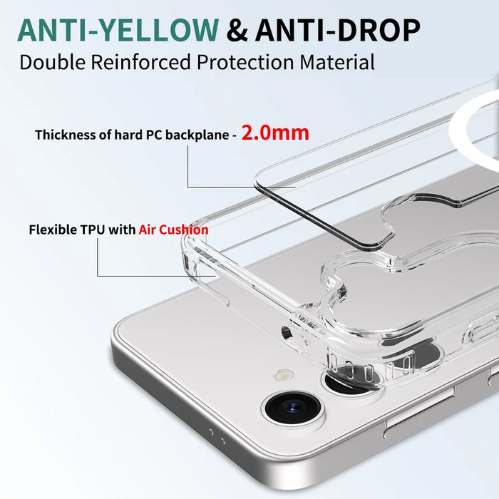 For Samsung Galaxy S26+ Magnetic Case 2.0mm Scratch Resistant TPU + PC Phone Cover - Transparent - 6