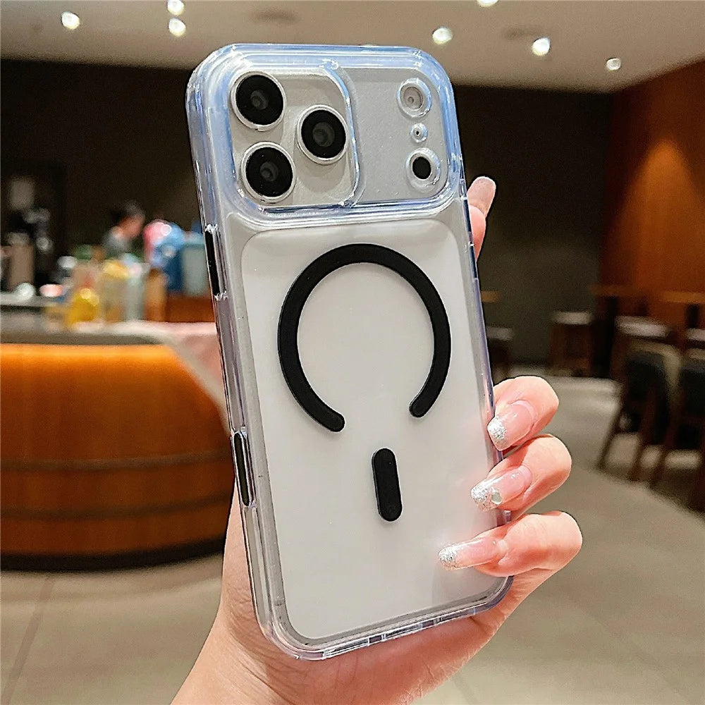 For iPhone 17 Pro Magnetic Case PC + TPU Matte Anti-Drop Phone Cover Compatible with MagSafe - Black - 1