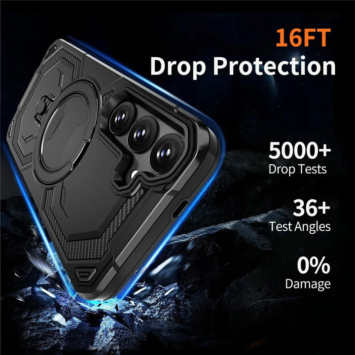 For Samsung Galaxy S26 Magnetic Case Ring Kickstand PC + TPU Hybrid Phone Cover - Black - 4