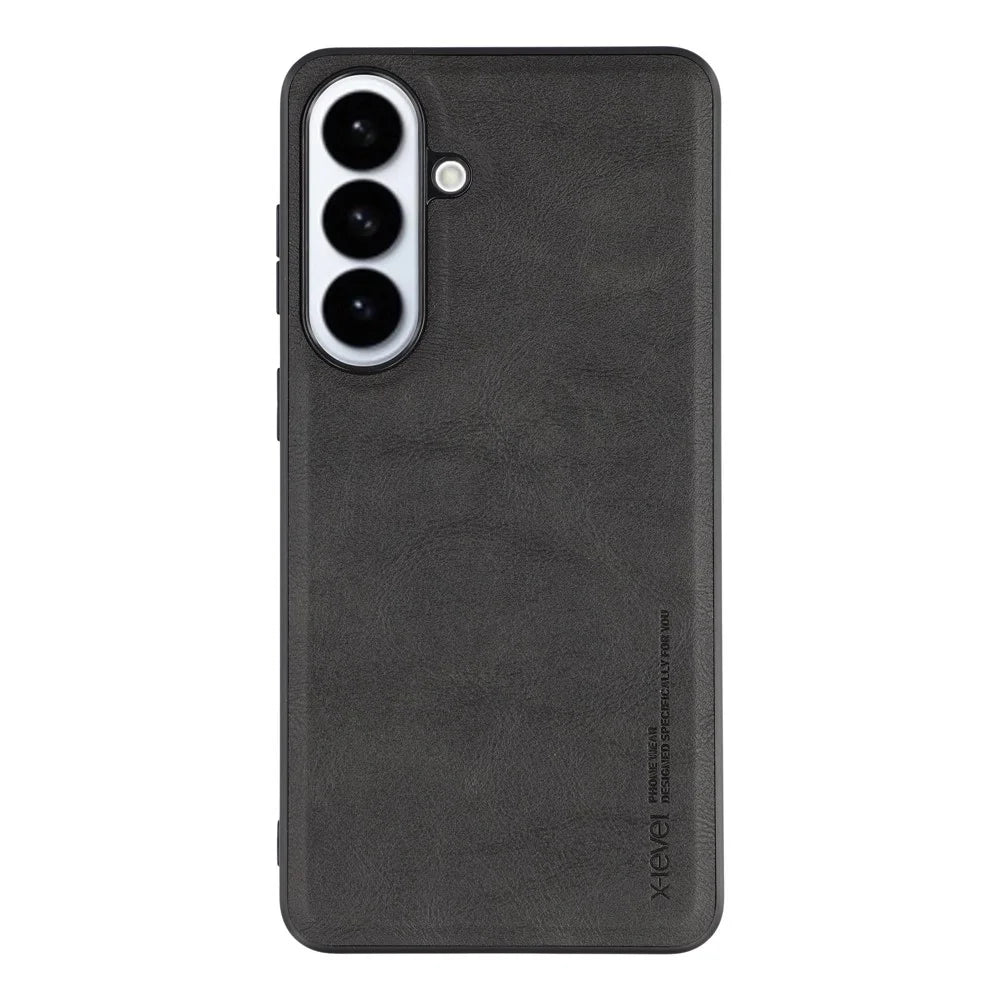 X-LEVEL Bojue-3 Series For Samsung Galaxy S26 Case Leather Coated PC + TPU Phone Back Cover - Black - 1