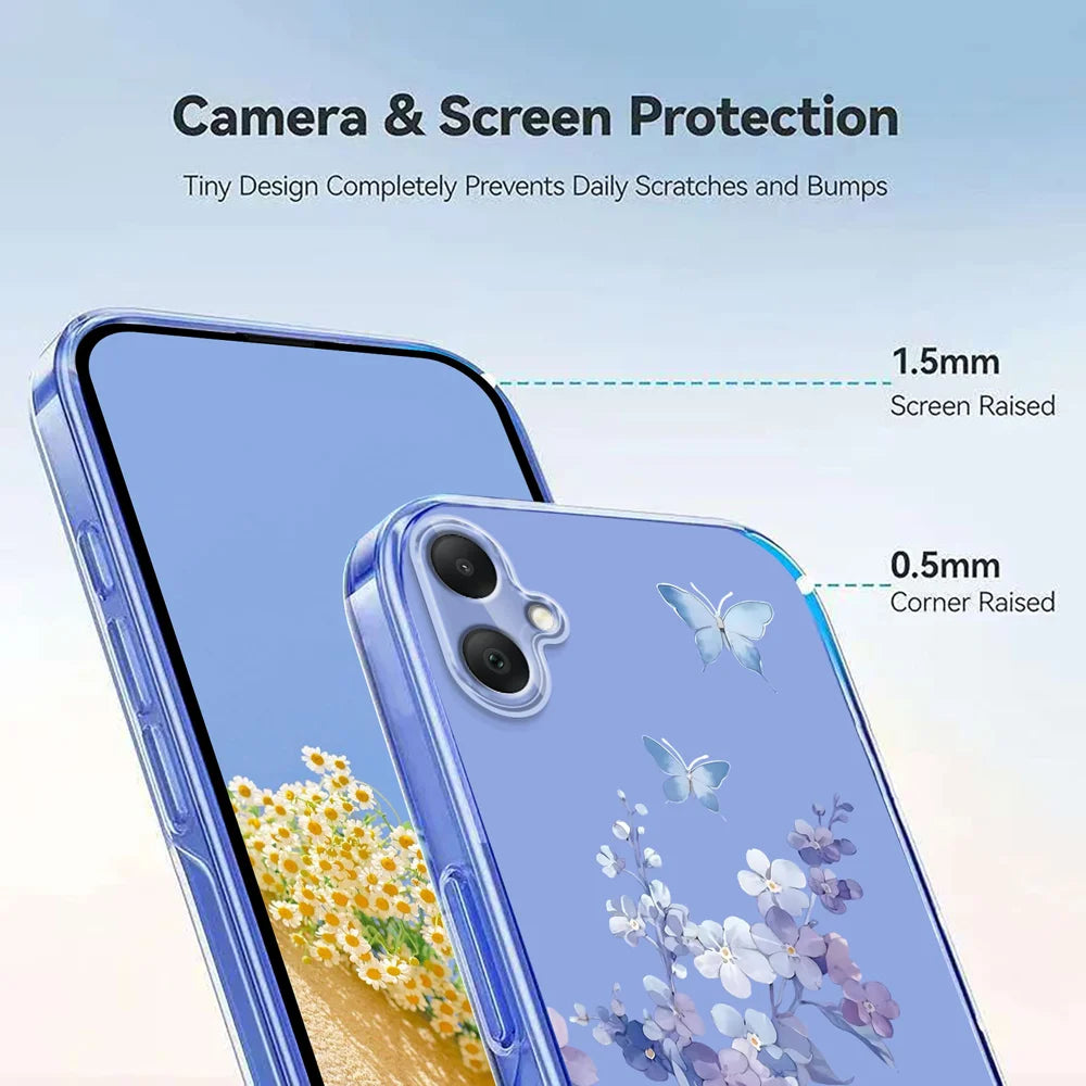 For Samsung Galaxy A08 5G / A08 4G / A07 4G Case Butterfly Floral Pattern Printing TPU Phone Back Cover - Violets - 4