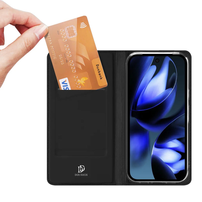 DUX DUCIS For Google Pixel 10a Case  Skin Pro Series Leather Stand Cover Card Holder - Black - 2