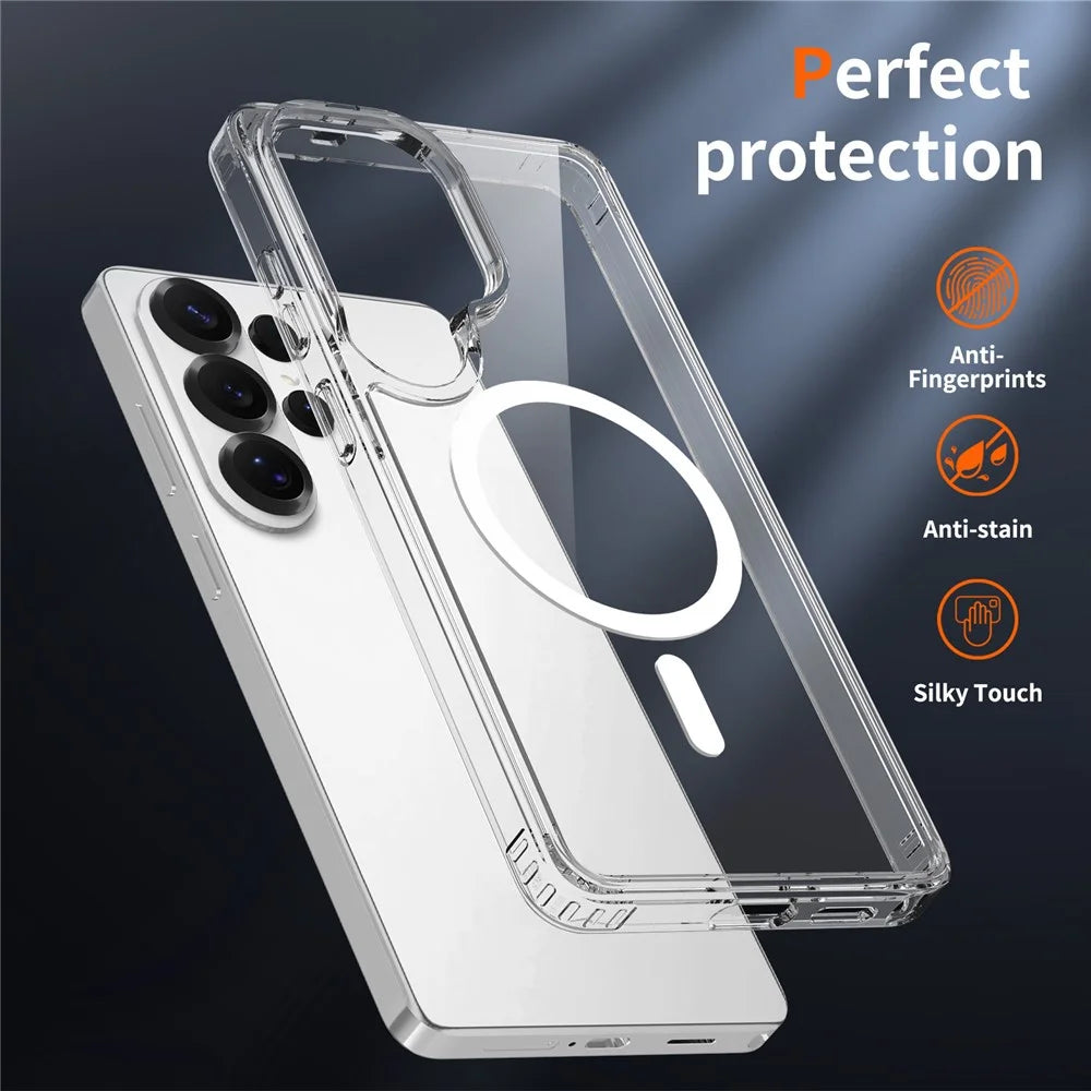 For Samsung Galaxy S26 Ultra Magnetic Case 2.0mm Scratch Resistant TPU + PC Phone Cover - Transparent - 4