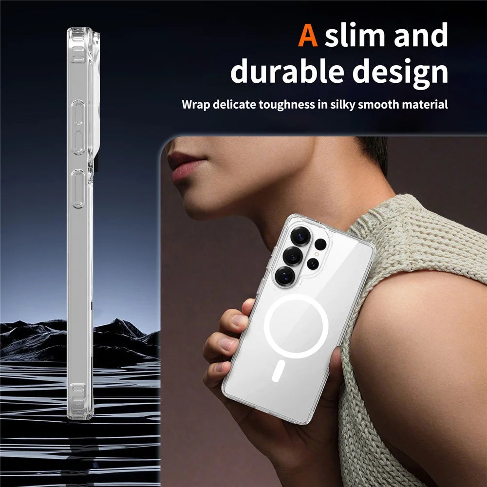 For Samsung Galaxy S26 Ultra Magnetic Case 2.0mm Scratch Resistant TPU + PC Phone Cover - Transparent - 5